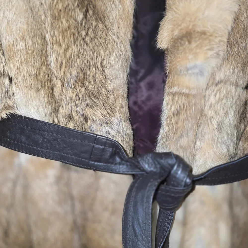 Elegant Tan Rabbit Fur Coat - Picture 5 of 6